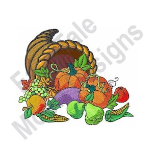 Cornucopia - Machine Embroidery Design, Horn of Plenty Embroidery Pattern, Thanksgiving Embroidery, Cornucopia Design, Fall Harvest Design