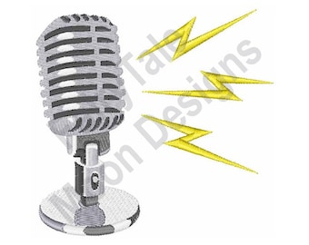 Retro Microphone - Machine Embroidery Design, Desktop Microphone Embroidery Pattern, Vintage Mike Embroidery Design