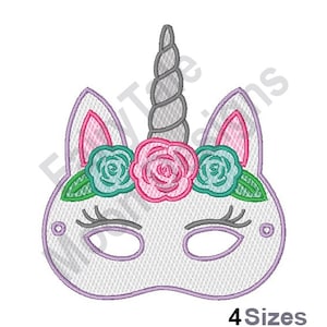 Girl Unicorn Mask - Machine Embroidery Design, Girl Unicorn Embroidery Pattern, Unicorn Mask Embroidery Pattern, Red Roses Embroidery Design
