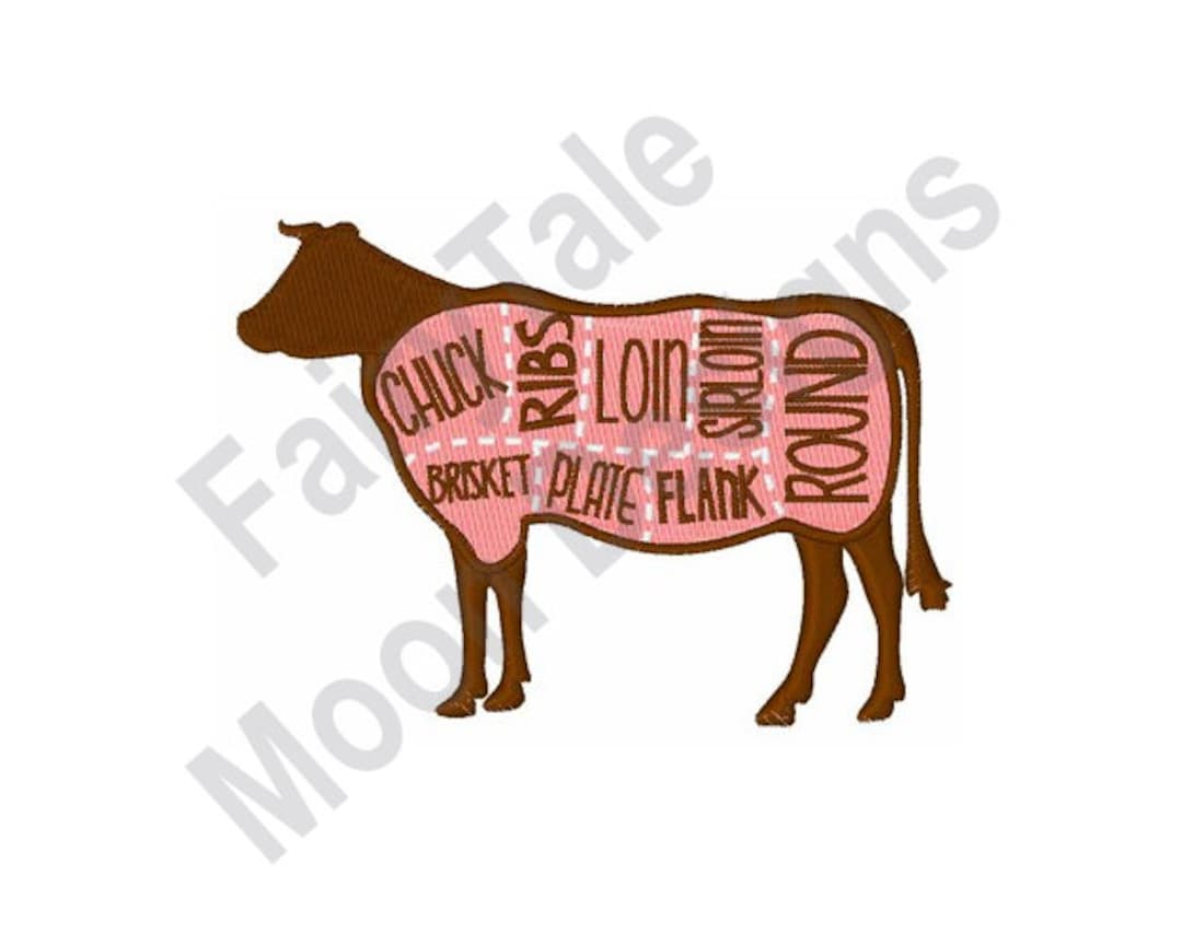 Cuts of Beef Machine Embroidery Design, Beef Cuts Embroidery Pattern