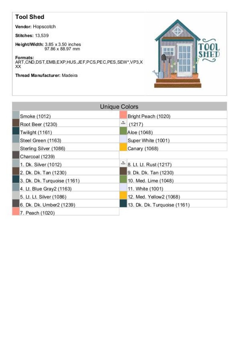 Tool Shed Machine Embroidery Design Outdoor Wood Tool Shed Etsy