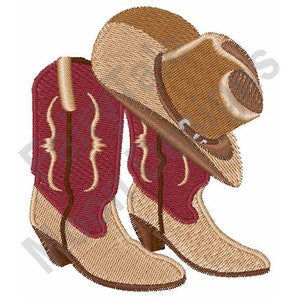 Cowboy Hat & Boots - Machine Embroidery Design, Cowboy Hat Embroidery Pattern, Western Cowboy Boots Embroidery Design, Texan Embroidery