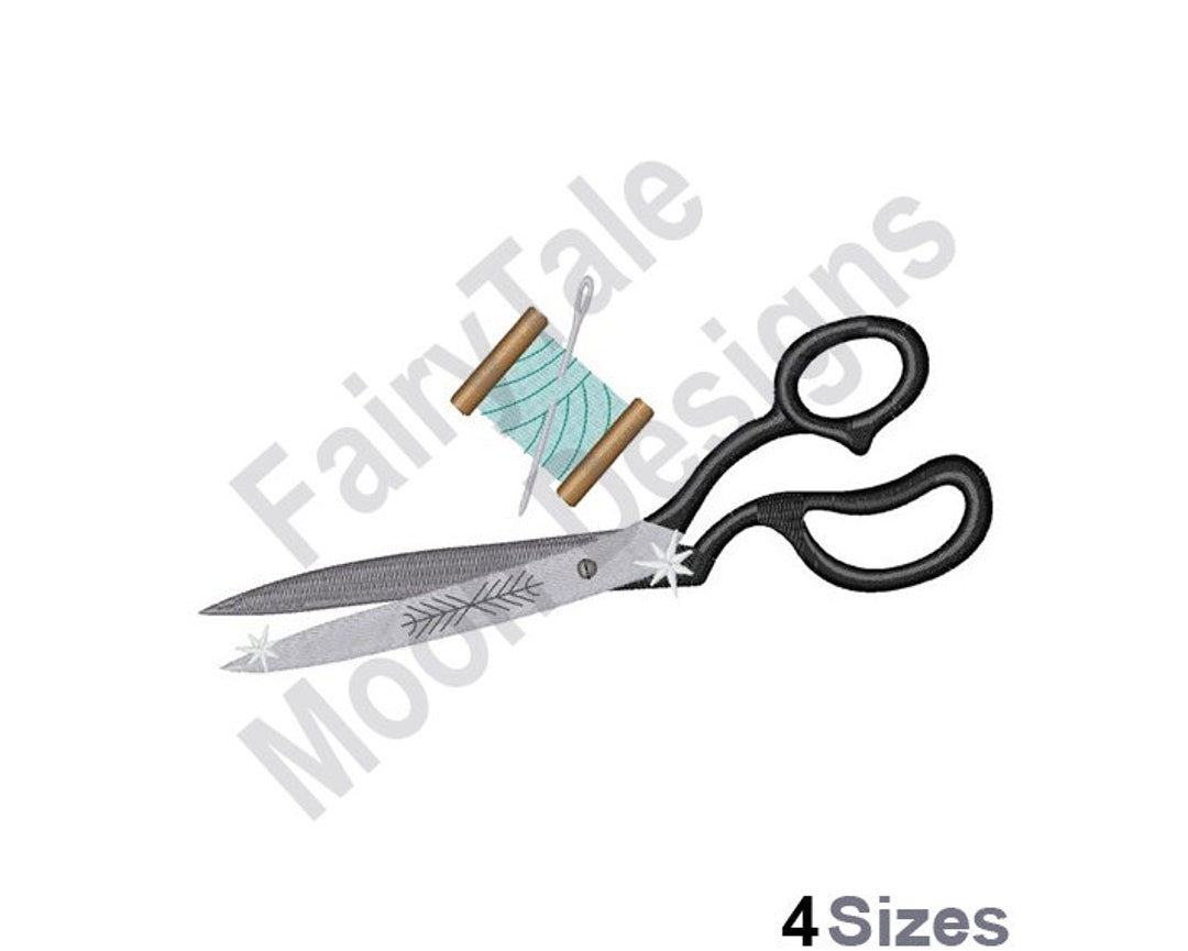 Scissors & Spool of Thread - Machine Embroidery Design, Sewing Scissors ...