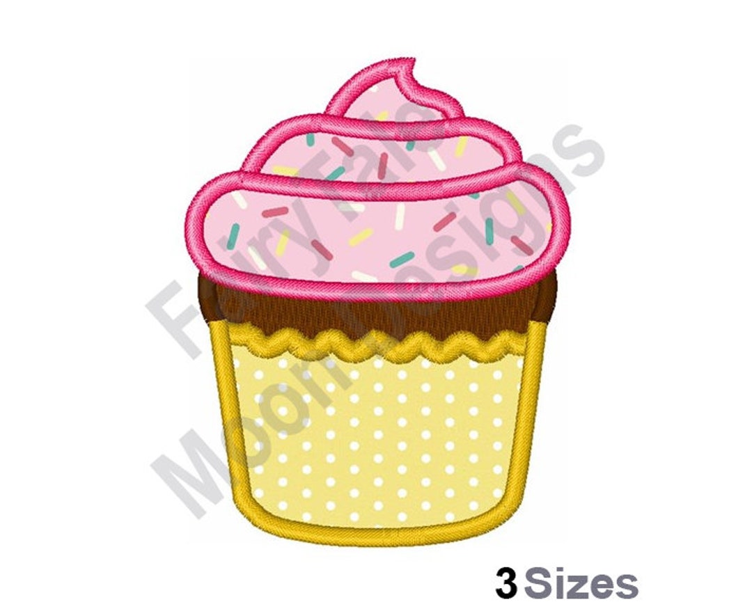 Cupcake Applique Machine Embroidery Design, Dessert Applique Embroidery