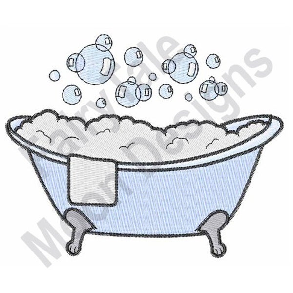 Bubbly Bathtub - Machine Embroidery Design, Bathtub Embroidery Pattern, Bubbles Bath Design, Bathroom Washtub Embroidery Design