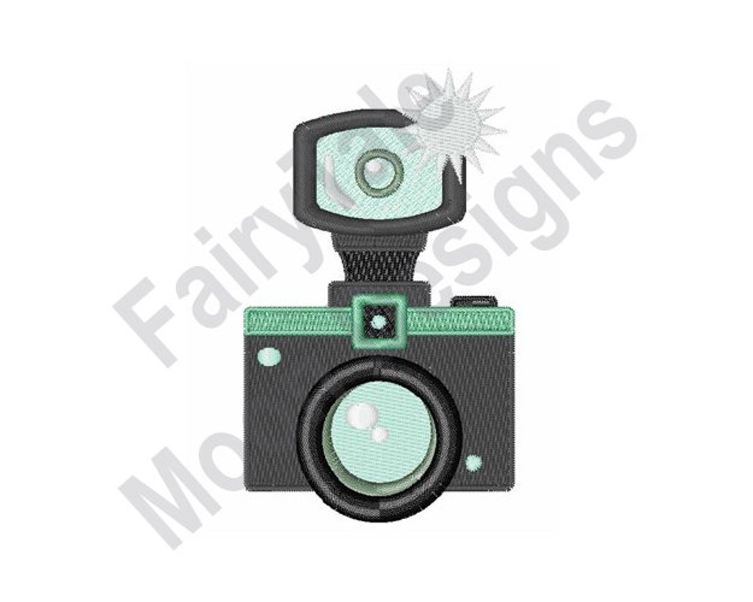 Camera Machine Embroidery Design, Vintage Camera With Flash Embroidery