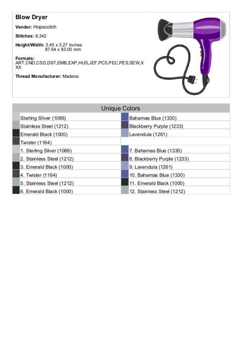 Blow Dryer Machine Embroidery Design Hairdresser Embroidery Etsy