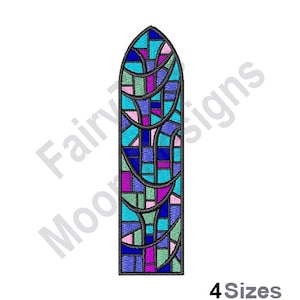 Stained Glass Window - Machine Embroidery Design, Bookmark Embroidery Pattern, Stained Glass Bookmark Design, Colored Church Window Design