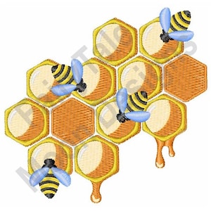 Honeycomb Bees - Machine Embroidery Design, Honeycomb Embroidery ...