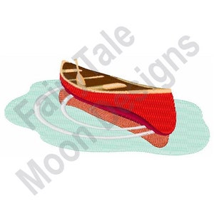 Canoe - Machine Embroidery Design, Red Canoe on Lake Embroidery Pattern, Canoe Embroidery Design