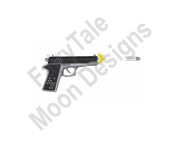 Sharp Shooter - Machine Embroidery Design, Handgun & Bullet Embroidery Pattern, Pistol Embroidery Design, Firearm and Bullet Design