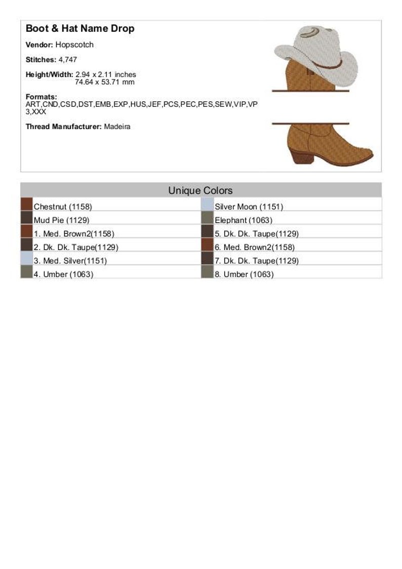 Name Patterns Boot Boot & Hat Name Drop - Machine Embroidery Design, Split Cowboy Boot ...