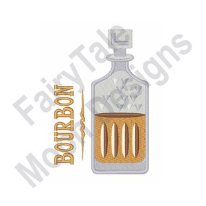 Bourbon Bottle - Machine Embroidery Design, Liquor Decanter Embroidery Pattern, Whiskey Crystal Decanter Embroidery Design