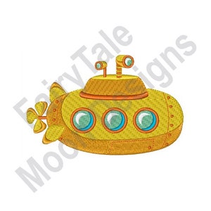 Yellow Submarine - Machine Embroidery Design, Toy Submarine Embroidery Pattern, Yellow Submarine Design, Sub Embroidery Design