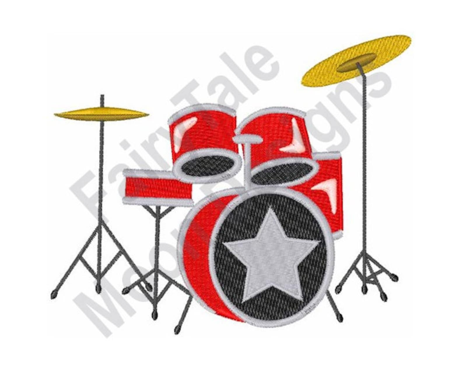 Drum Set Machine Embroidery Design Drum Set & Cymbals Etsy