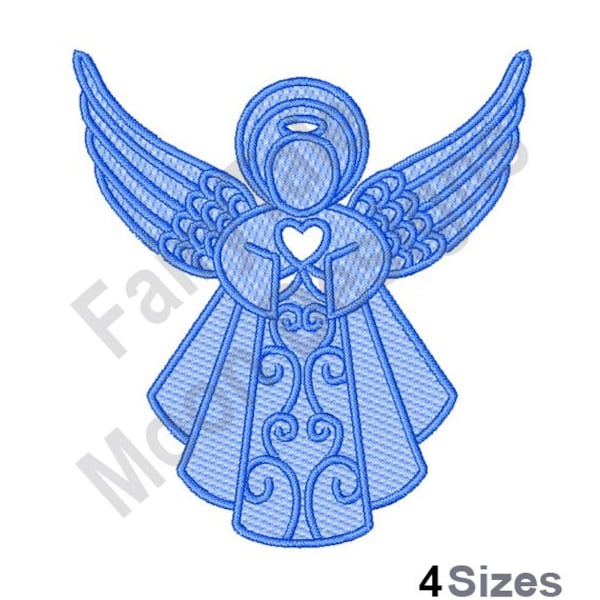 Freestanding Lace Angel -Machine Embroidery Design, FSL Religious Embroidery Pattern, Christmas Angel Embroidery Design, Guardian Angel Lace