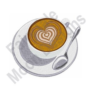 Latte With Heart - Machine Embroidery Design, Latte Embroidery Pattern, Cafe Latte Design, Coffee Cup Embroidery Design, Coffee Milk Design