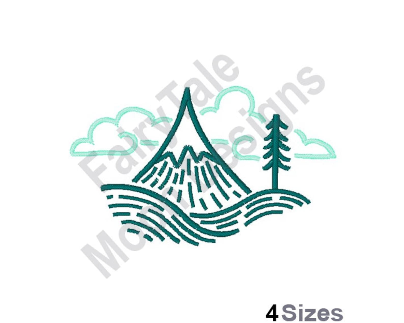 Mountain scene machine embroidery design pine trees  hills  etsy Mountain scene machine embroidery design pine trees  hills  etsy