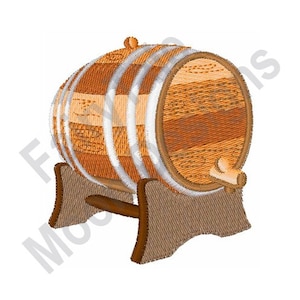 Schnapsfass - Maschinenstickerei, Eichenfass Stickdatei, Holzweinfass Stickdatei