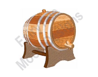 Botte di liquore - Disegno per ricamo a macchina, Motivo per ricamo a botte di rovere, Disegno per ricamo a botte di vino in legno