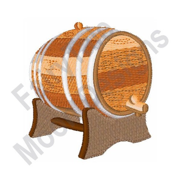 Botte di liquore - Disegno per ricamo a macchina, Motivo per ricamo a botte di rovere, Disegno per ricamo a botte di vino in legno