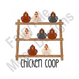 Chicken Coop - Machine Embroidery Design, Hen House Perch, Henhouse Embroidery Pattern, Chicken Perch Embroidery Design, Sleeping Hen Design