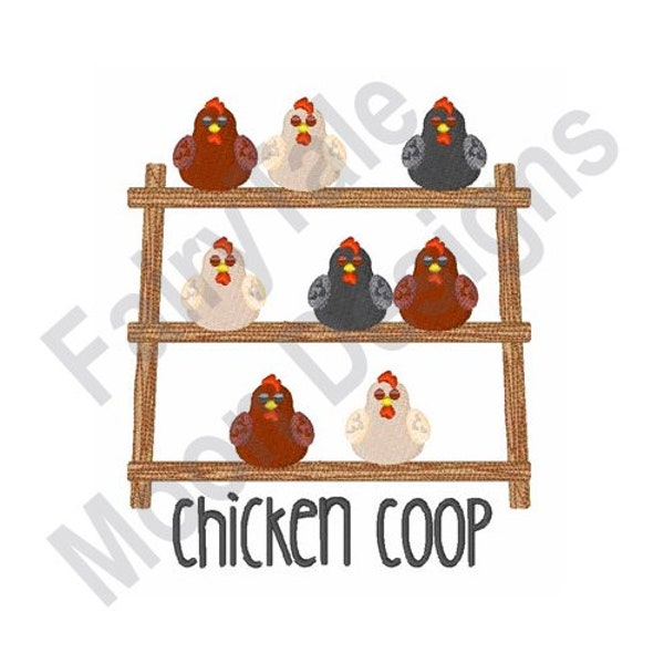 Chicken Coop - Diseño de bordado de la máquina, perca de la casa de la gallina, patrón de bordado de la casa de la gallina, diseño del bordado de la perca del pollo, diseño de la gallina durmiente