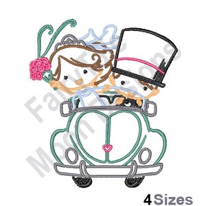 Newlyweds Outline - Machine Embroidery Design, Wedding Couple in Car ...