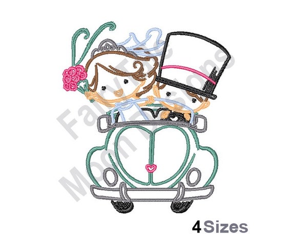 Newlyweds Outline Machine Embroidery Design Wedding Couple | Etsy