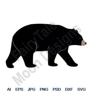 Black Bear - Svg, Dxf, Eps, Png, Jpg, Vector Art, Clipart, Cut File, American Black Bear, Grizzly Bear Svg, Wildlife Animal Svg