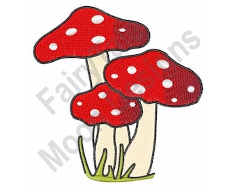 Red Mushrooms - Machine Embroidery Design, Polka Dot Mushrooms Embroidery Pattern, Fairytale Toadstool Embroidery, Fairy Tale Mushroom