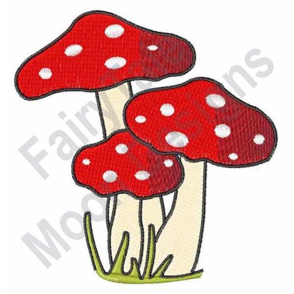 Red Mushrooms - Machine Embroidery Design, Polka Dot Mushrooms Embroidery Pattern, Fairytale Toadstool Embroidery, Fairy Tale Mushroom