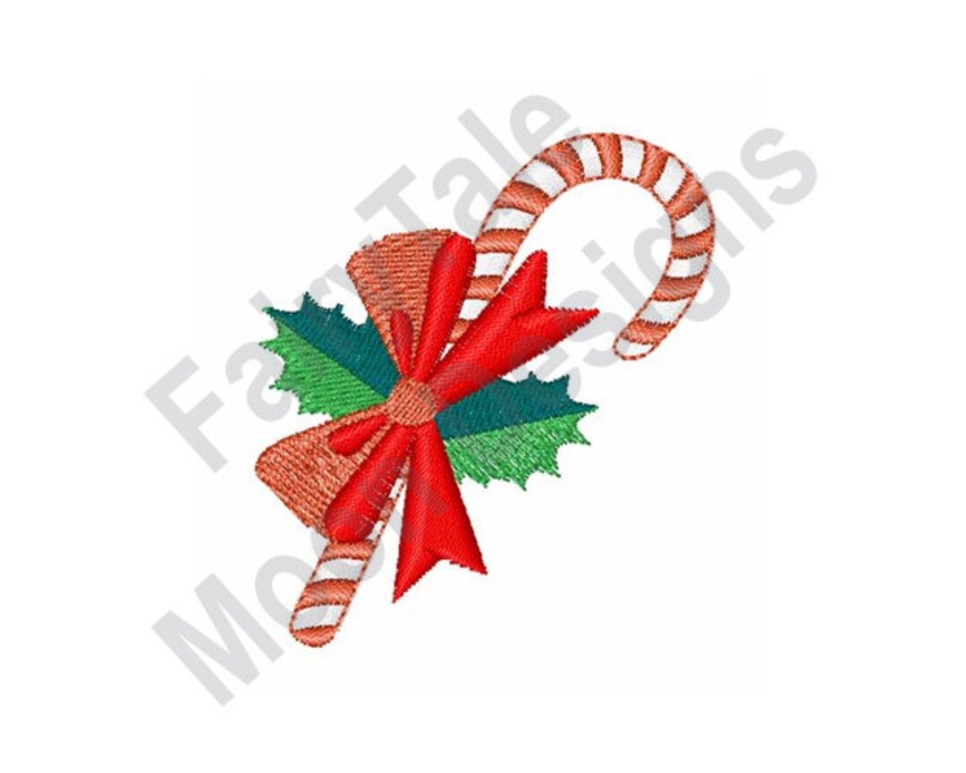 Candy Cane Machine Embroidery Design, Christmas Candy Cane Embroidery