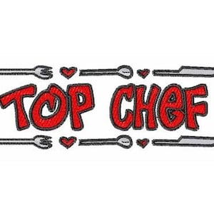 Top Chef - Machine Embroidery Design, Fork Spoon Knife Embroidery Pattern, Cook&#39;s Kitchen Tools Embroidery Design
