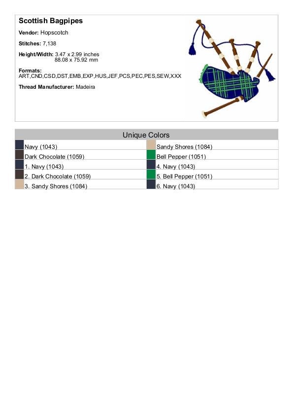 Scottish Bagpipes - Machine Embroidery Design, Bagpipes Embroidery ...