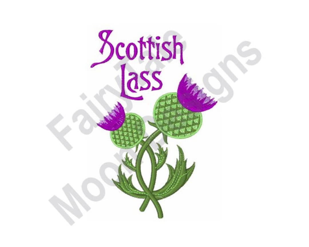 Scottish Lass Machine Embroidery Design, Scotch Thistle Embroidery Pattern, Cotton Thistle