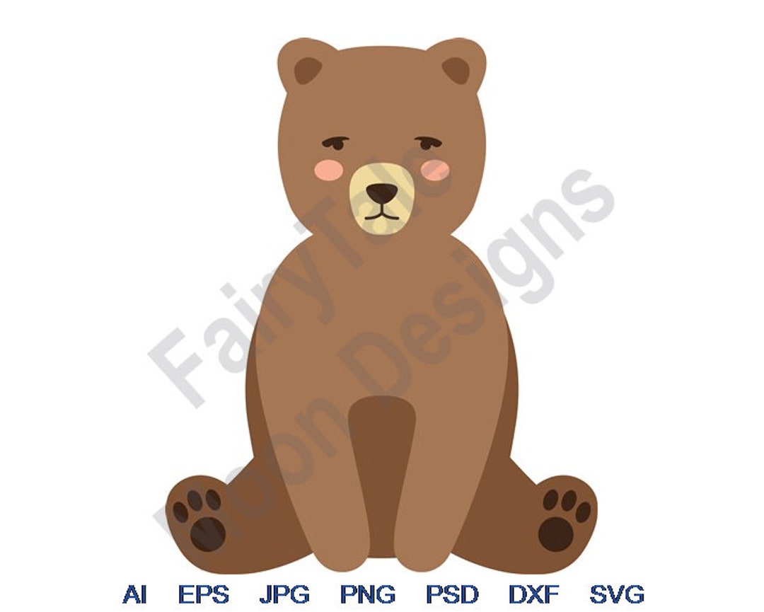 Brown Bear Svg, Dxf, Eps, Png, Jpg, Vector Art, Clipart, Cut File, Baby