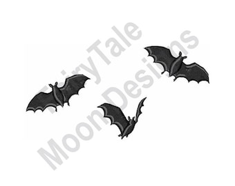 Murciélagos de Halloween - Diseño de bordado a máquina, Patrón de bordado de murciélagos de Halloween, Diseño de bordado de murciélagos negros, Patrón de murciélagos voladores