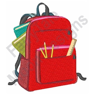 Student Backpack - Machine Embroidery Design, School Books Embroidery Pattern, School Bag Embroidery Design
