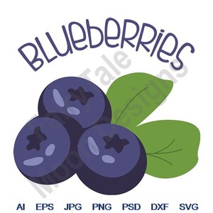 Blueberry Bunch - Svg, Dxf, Eps, Png, Jpg, Vector Art, Clipart, Cut File, Blueberry Fruit Svg, Blueberry Leaf Svg, Fruit Cut File