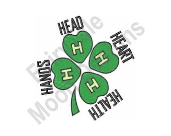 Head Heart Hands Health - Machine Embroidery Design, Four Leaf Clover Design, 4H Clover Symbol Embroidery Design