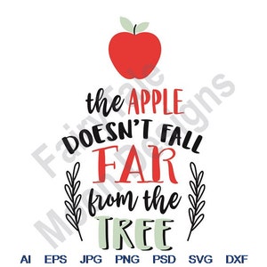The Apple Doesn't Fall From The Tree - Svg, Dxf, Eps, Png, Jpg, Vector Art, Clipart, Cut File, Laurel Frame Svg, Red Apple Svg