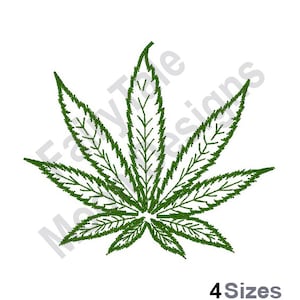Marijuana Leaf - Machine Embroidery Design, Cannabis Leaves Outline Embroidery Design