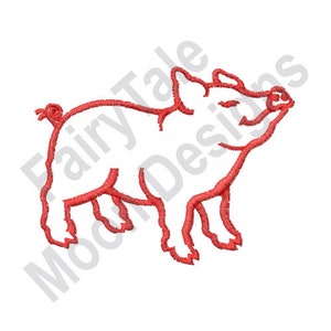 Pig Outline - Machine Embroidery Design, Baby Pig Embroidery Pattern, Little Pig Embroidery Design