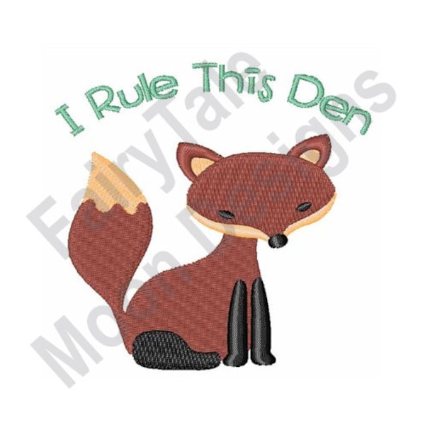 I Rule This Den - Machine Embroidery Design, Fox in Den Embroidery Pattern, Baby Fox Embroidery Design, Country Woodland Fox Embroidery