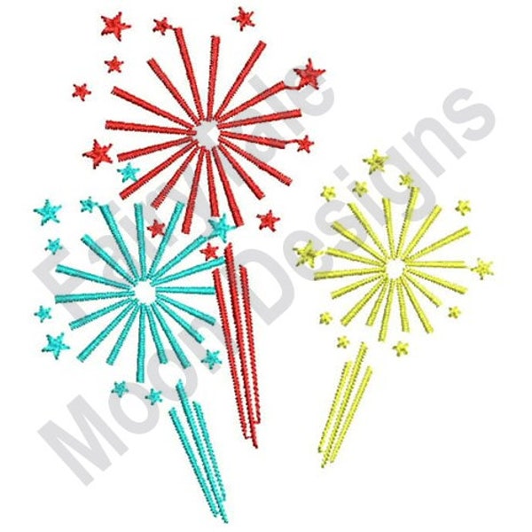 Patriotisches Feuerwerk - Stickdatei, 4. Juli Stickdatei, Pyrotechnik Design, American Holiday Embroidery Design, Patriotic USA