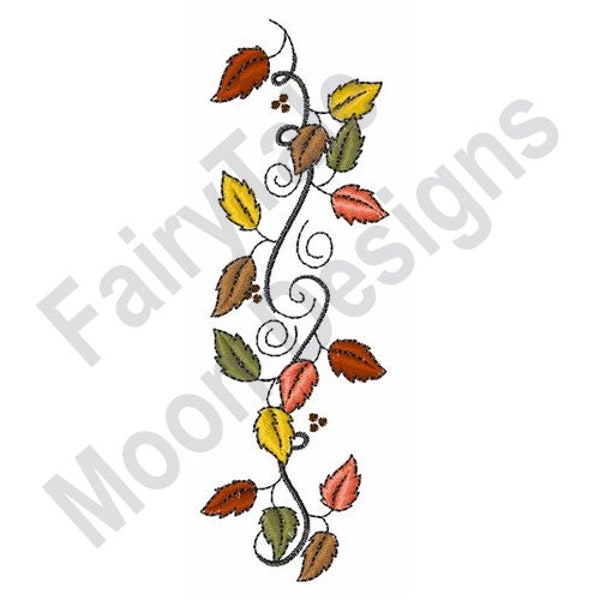 Autumn Leaves Garland - Machine Embroidery Design, Fall Leaf Vine Embroidery Design, Autumn Climbing Vines Embroidery Design