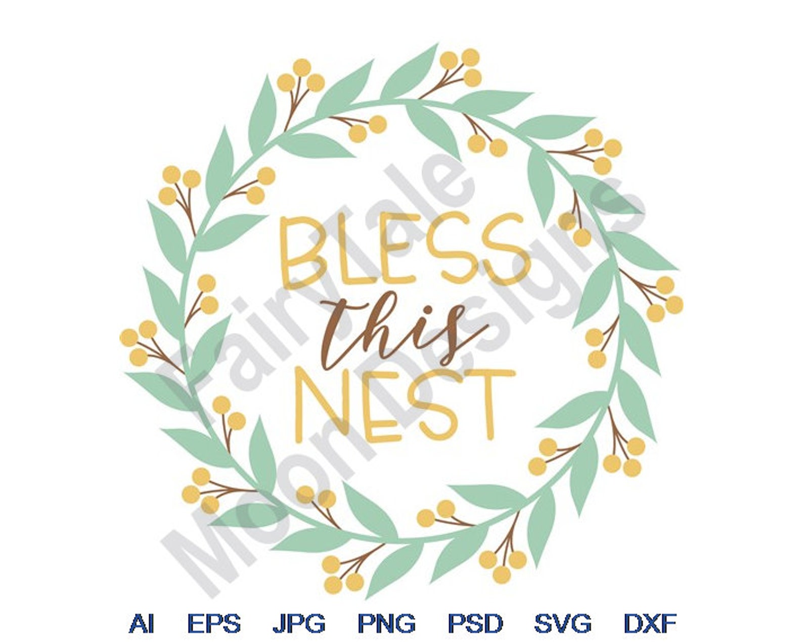 Bless This Nest Svg Dxf Eps Png Jpg Vector Art | Etsy