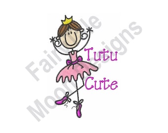 Tutu Cute - Machine Embroidery Design, Stick Figure Girl Embroidery Design, Ballerina Girl Embroidery Pattern, Ballet Dancer Embroidery