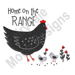 Hogar en la pradera - Diseño de bordado a máquina, patrón de bordado de gallina campestre con pollitos, diseño de gallina campestre, bordado de pollo de granja